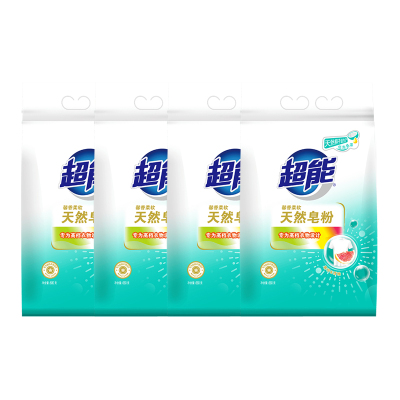 超能天然皂粉洗衣粉 低泡易漂洗袋装 柔软馨香680g*4袋