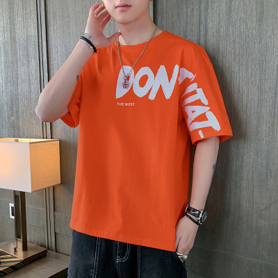 夏季新款短袖T恤男士韩版ins潮牌印花半袖上衣纯棉圆领打底衫