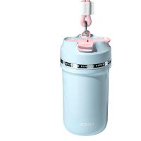 康巴赫(KBH)保温杯抗菌钛杯纯钛咖啡杯真空保温保冷双饮杯450ml奶蓝椰青