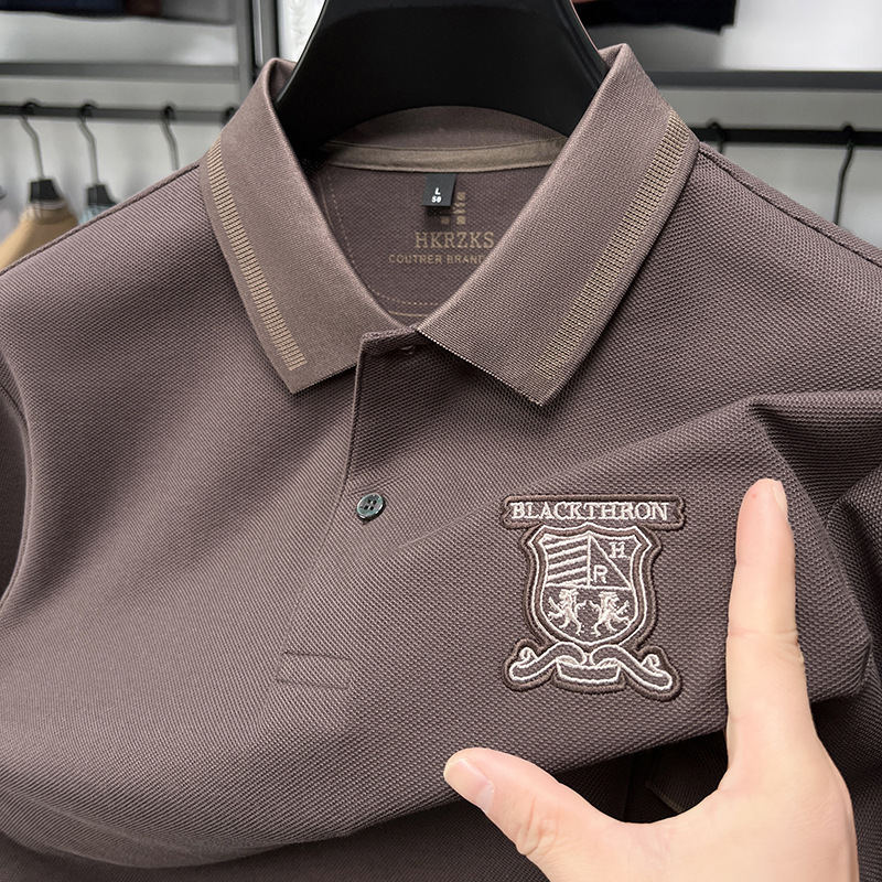 翻领polo衫男士薄款纯色有领短袖T恤2025夏季新款青年半袖T恤