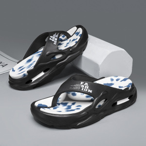 夏季时尚字母印花踩屎感厚底增高防滑拖鞋情侣款EVA轻便人字拖鞋