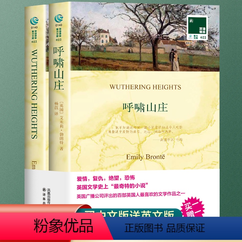 [正版]呼啸山庄 英文原版原著+中文译本 中文英语双语版 课外拓展名著阅读中英文对照书籍 中小学生英语读物 译林出版