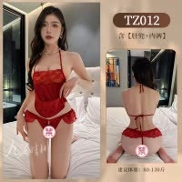 九里晴川内衣蕾丝肚兜套装红性感透视女cos免脱调情成人用品 TZ012 均码