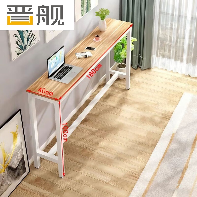 晋舰家用吧台奶茶店高脚桌靠墙商用长条桌酒吧台桌椅组合180*40*100单桌