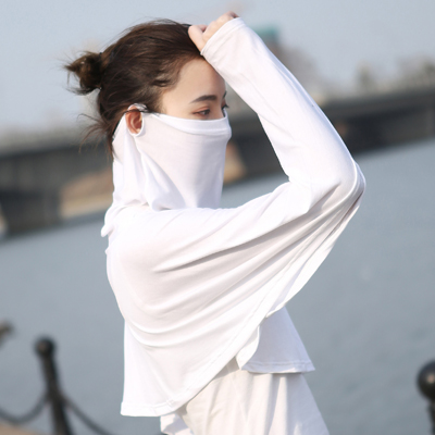 盛世尼曼开车防晒披肩夏季长袖女沙滩丝巾骑车口罩一体两用防晒衣