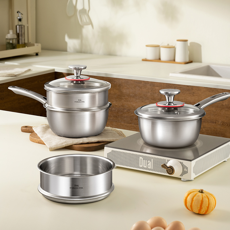 康巴赫无涂层316L三层钢奶锅
