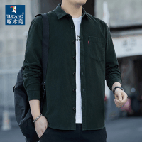 啄木鸟男士外套衬衫灯芯绒春秋季纯棉宽松休闲新款衬衫时尚上衣