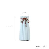 现代简约桌面客厅创意插花摆件家居装饰品陶瓷干花花瓶花艺摆设 三维工匠 陶瓷方形花瓶--矮款