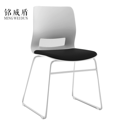 铭威盾培训会议椅弓形椅洽谈椅无扶手黑色软包椅