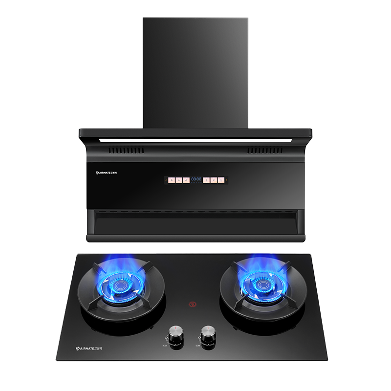 艾美特油烟机AY651LB顶侧双吸变频+AZ65A嵌入式燃气灶具天然气