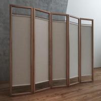 森美人布艺屏风新中式黑胡桃实木隔断客厅卧室办公室胡桃木现代简约折屏