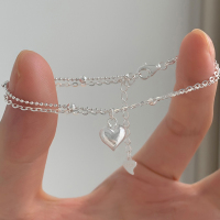 s925纯银双层爱心手链简约百搭高级感手饰女2025年新款配饰潮送女朋友老婆情人节七夕生日礼物