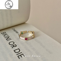 JiMi复古小众高级感彩钻滴釉戒指女2023新款时尚个性食指戒可调节