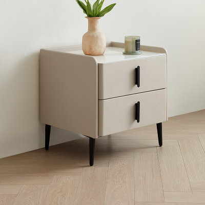 全友家居床头柜子简约现代卧室玻璃台面方形收纳柜床头抽屉置物桌