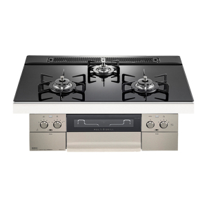 日本原装进口NORITZ/能率燃气灶Piat Multi Grill系列上黑下银N3S13PWASSTE天然气75cm