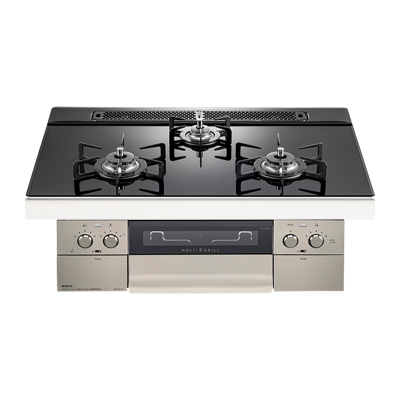 日本原装进口NORITZ/能率燃气灶Piat Multi Grill系列上黑下银N3S13PWASSTE天然气75cm