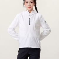 安德玛(Under Armour)外套女子新款梭织轻薄防风衣连帽休闲运动夹克22500410-100 ZP