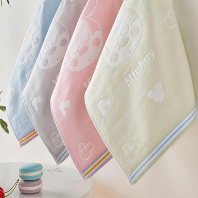 南极人-儿童毛巾洗脸童巾长方形可爱卡通少女柔软吸水全棉竹纤维提花童巾4条竹纤维提花童巾4条