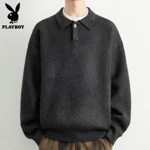 花花公子polo领毛衣男款2025年秋季打底线衣潮牌美式慵懒风针织衫