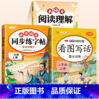 [3本]同步练字帖+看图写话+阅读理解 二年级上 [正版]二年级上册同步练帖语文练字帖人教版2上学期写字课课练小学生笔画