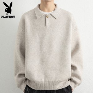 花花公子polo领毛衣男款2025年秋季打底线衣潮牌美式慵懒风针织衫