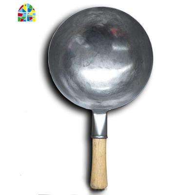 老式手工锻打熟铁锅老人儿童专用小炒锅锅无涂层圆底燃气灶适用 FENGHOU 大型号熟铁柄定做链接