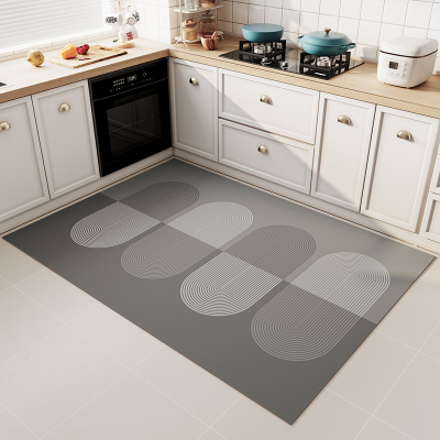 厨房地垫家用简约免洗可擦脚垫整铺防滑防油硅藻泥吸水垫防水地毯