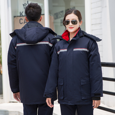 HongZun冬季工作服棉衣加厚防寒保暖棉袄电工化工厂加油站反光棉服棉衣
