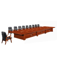 慧采云 会议桌油漆办公桌中式大型会议室长条桌实木贴面油漆培训接待桌