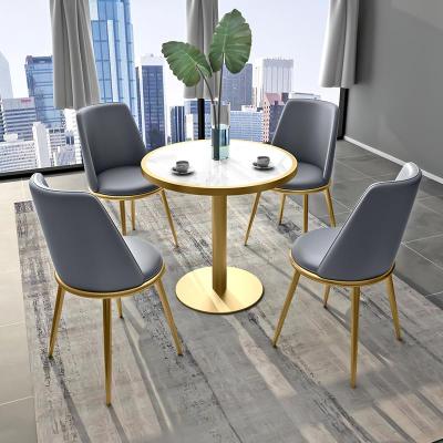 北欧大理石阳台桌椅休闲小圆桌会客餐桌椅组合休息区接待桌洽谈桌
