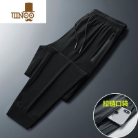 YANXU2023年冰丝运动裤男夏季薄款弹力速干裤宽松透气休闲裤大码长裤子