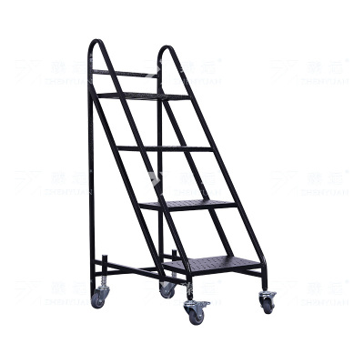 臻远 ZY4092918 档案室推车图书馆小推车手推车 4步书梯黑色