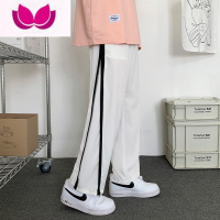 七斓条纹垂感拖地裤子男生韩版潮流ins港风百搭阔腿休闲长裤