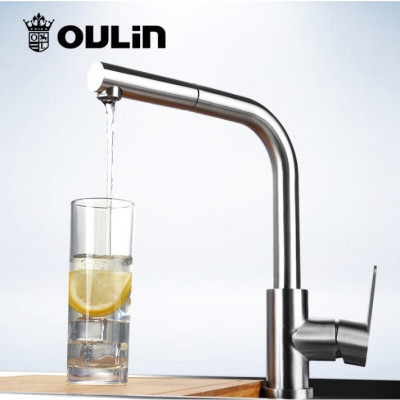 欧琳(OULIN)伸缩厨房水龙头冷热水龙头抽拉式水龙头 L型304不锈钢无铅健康C9607