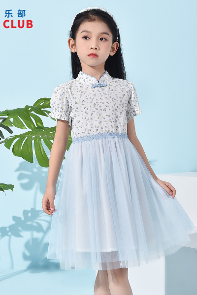 [1件3折]铅笔俱乐部童装2025夏装新款女童连衣裙儿童网纱裙中大童古风裙子