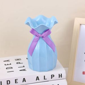 维诺亚仿陶瓷塑料防摔花瓶diy仿真植物插花盆电视柜茶几家居装饰摆件