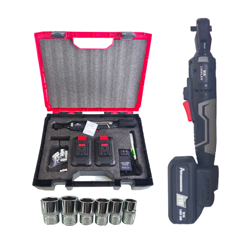 联岚锂电电动棘轮扳手直角电动扳手3/8"四方轴21V/5.0AH两电一充套