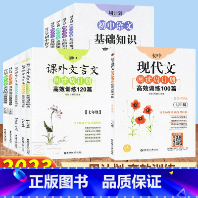 3本[语文]现代文+ 文言文+作文 八年级/初中二年级 [正版]周计划语文基础知识名著阅读课外文言文阅读现代文阅读课外文