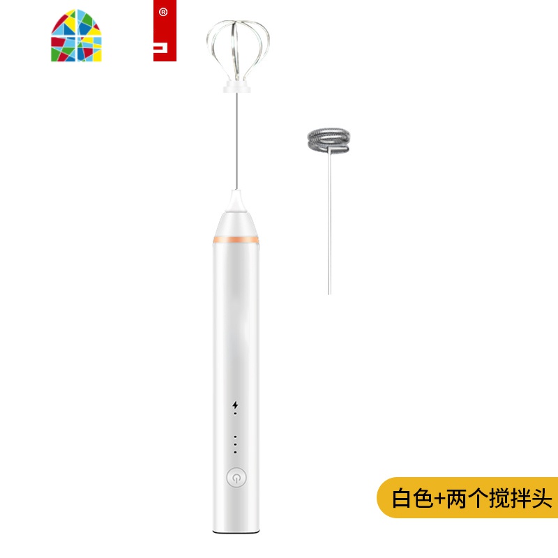 家用电动打蛋器无线充电式小型多功能烘焙手持懒人自动蛋清搅拌机 FENGHOU 黑色(全自动+2个搅拌头)