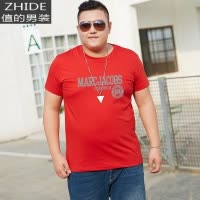 SUNTEK胖人男式加肥加大码男装新款胖子半截袖T恤衫肥佬棉透气上衣T恤
