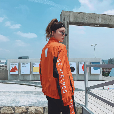 Manloric夹克女2021春季新款拼色帅气韩版潮牌运动立领潮流简约百搭外套85228