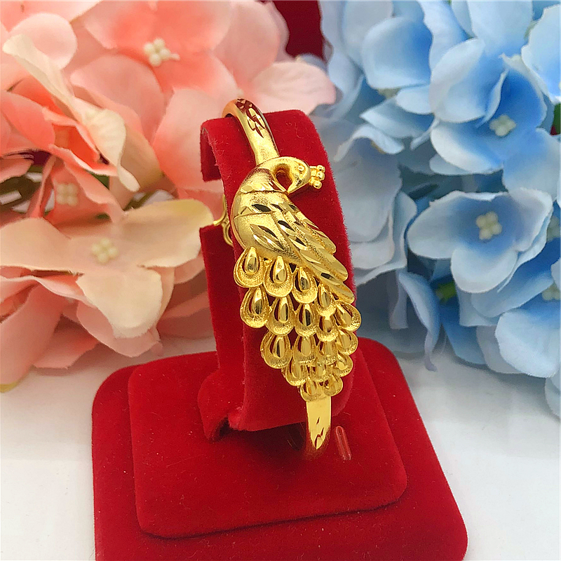 仿真越南沙金手链女花朵手镯子镀金首饰黄金色婚庆饰品久不掉色送女朋友老婆情人节七夕生日礼物