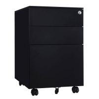 臻远 ZY-HDGB-01 钢制活动柜办公文件柜三抽储物矮柜 侧拉款黑色