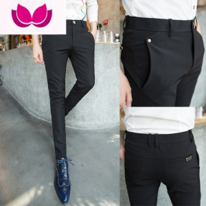 七斓新款男士休闲小脚裤韩版修身2023长裤男小西装裤弹力九分裤子