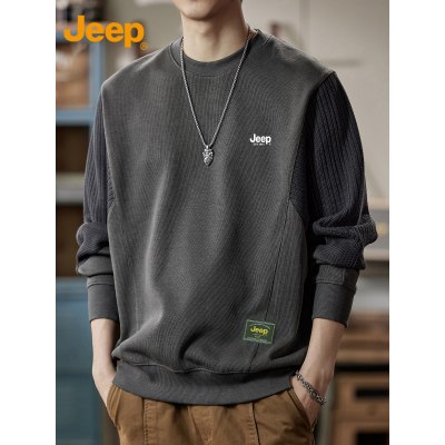 Jeep吉普长袖t恤男士秋季2025年新款休闲覆古打底衫设计感卫衣男