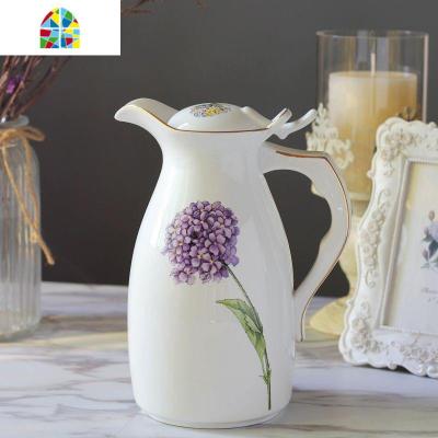 1.5升欧式大容量陶瓷冷水壶家用凉水壶耐热开水壶水杯带盖饮水具 FENGHOU 蒲公英单壶