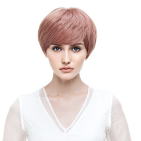 瑞贝卡假发女齐耳短直发斜刘海手织蓬松自然逼真时尚潮流炫色头套