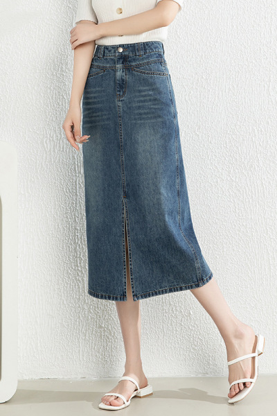 大码韩版A字牛仔裙女20266年夏开叉宽松半身裙高腰八分裙