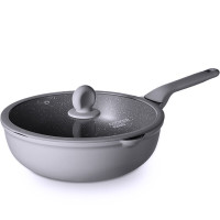 [新品]炊大皇不粘锅30cm炒锅麦饭石色家用炒菜锅平底锅具电磁炉燃气煤气灶明火通用CG30XK星空灰