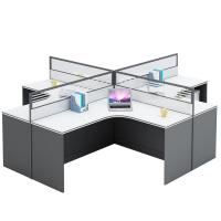攸形屏风职员桌四人280*240*110cm张